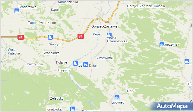mapa Czarnystok gmina Radecznica, Czarnystok gmina Radecznica na mapie Targeo