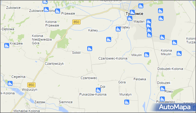mapa Czartowiec-Kolonia, Czartowiec-Kolonia na mapie Targeo