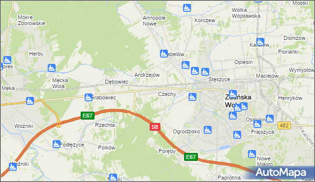 mapa Czechy gmina Zduńska Wola, Czechy gmina Zduńska Wola na mapie Targeo