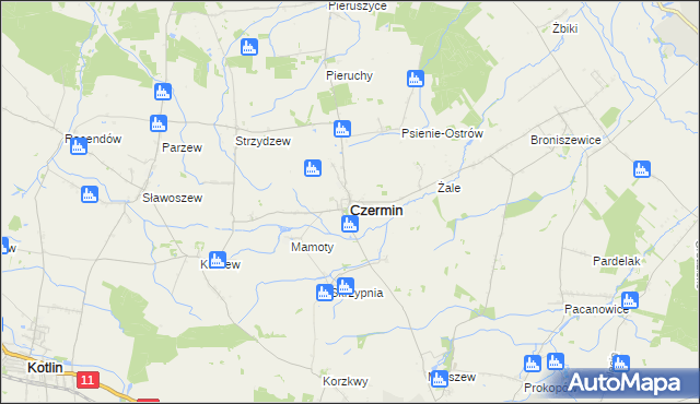 mapa Czermin powiat pleszewski, Czermin powiat pleszewski na mapie Targeo