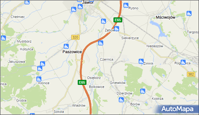 mapa Czernica gmina Dobromierz, Czernica gmina Dobromierz na mapie Targeo