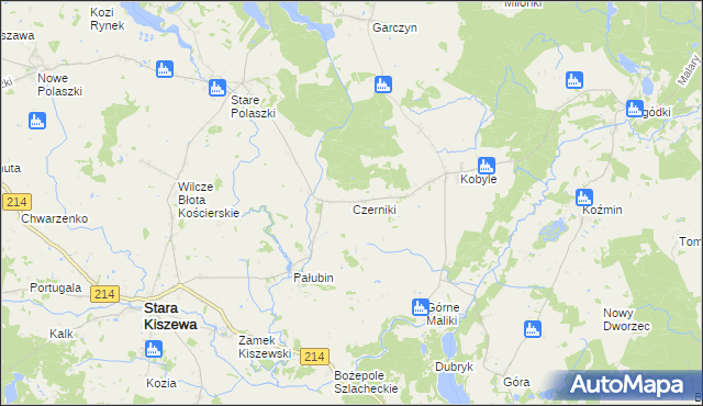 mapa Czerniki gmina Stara Kiszewa, Czerniki gmina Stara Kiszewa na mapie Targeo