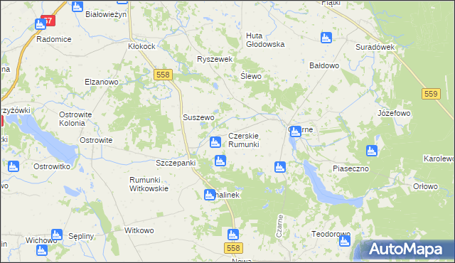 mapa Czerskie Rumunki, Czerskie Rumunki na mapie Targeo