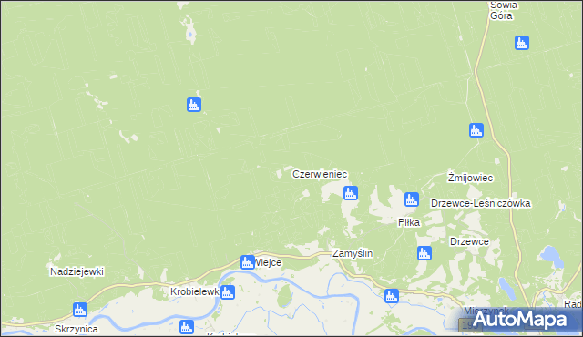 mapa Czerwieniec gmina Skwierzyna, Czerwieniec gmina Skwierzyna na mapie Targeo