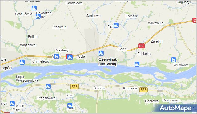 mapa Czerwińsk nad Wisłą, Czerwińsk nad Wisłą na mapie Targeo