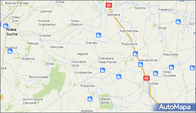 mapa Czerwona Niwa-Parcel, Czerwona Niwa-Parcel na mapie Targeo