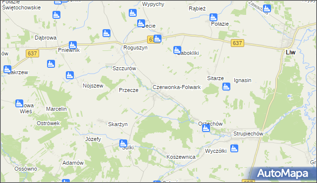 mapa Czerwonka gmina Wierzbno, Czerwonka gmina Wierzbno na mapie Targeo
