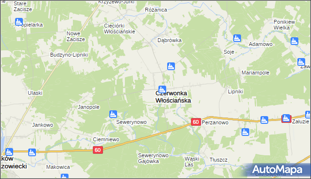 mapa Czerwonka Włościańska, Czerwonka Włościańska na mapie Targeo
