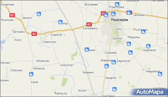 mapa Czołowo gmina Radziejów, Czołowo gmina Radziejów na mapie Targeo