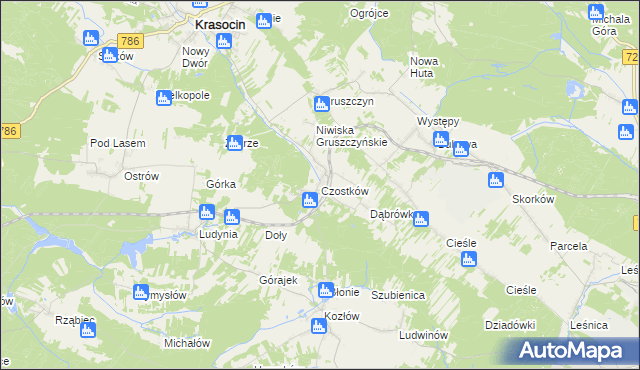 mapa Czostków gmina Krasocin, Czostków gmina Krasocin na mapie Targeo