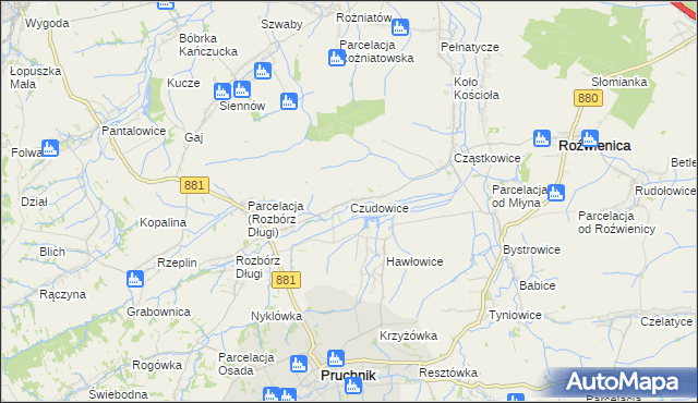 mapa Czudowice, Czudowice na mapie Targeo