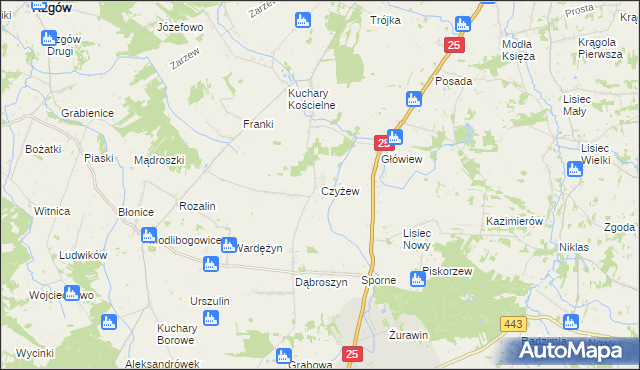 mapa Czyżew gmina Rychwał, Czyżew gmina Rychwał na mapie Targeo