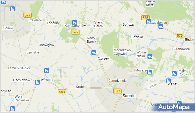 mapa Czyżew gmina Sanniki, Czyżew gmina Sanniki na mapie Targeo