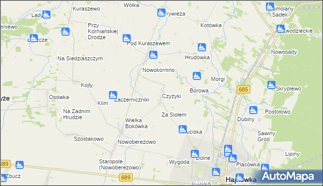 mapa Czyżyki, Czyżyki na mapie Targeo