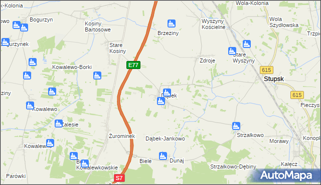 mapa Dąbek gmina Stupsk, Dąbek gmina Stupsk na mapie Targeo