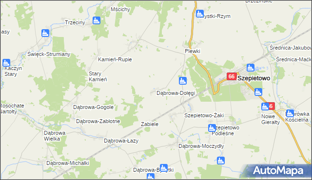 mapa Dąbrowa-Dołęgi, Dąbrowa-Dołęgi na mapie Targeo