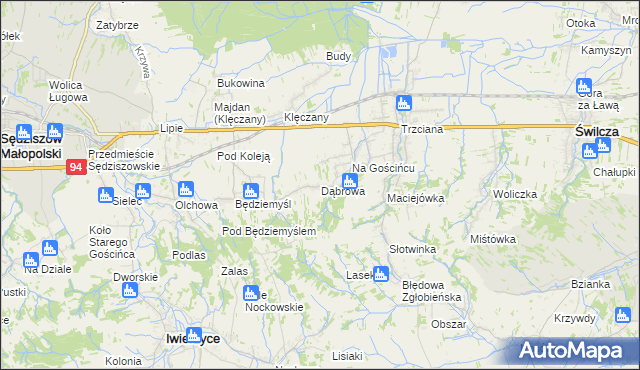 mapa Dąbrowa gmina Świlcza, Dąbrowa gmina Świlcza na mapie Targeo