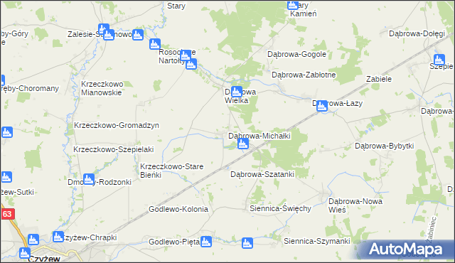 mapa Dąbrowa-Michałki, Dąbrowa-Michałki na mapie Targeo