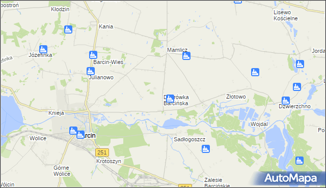 mapa Dąbrówka Barcińska, Dąbrówka Barcińska na mapie Targeo
