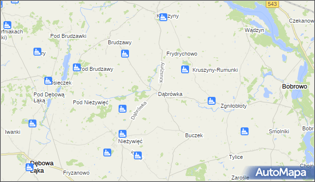 mapa Dąbrówka gmina Bobrowo, Dąbrówka gmina Bobrowo na mapie Targeo