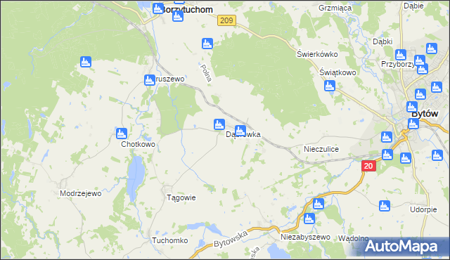 mapa Dąbrówka gmina Borzytuchom, Dąbrówka gmina Borzytuchom na mapie Targeo