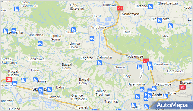 mapa Dąbrówka gmina Brzyska, Dąbrówka gmina Brzyska na mapie Targeo