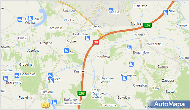 mapa Dąbrówka gmina Sieradz, Dąbrówka gmina Sieradz na mapie Targeo