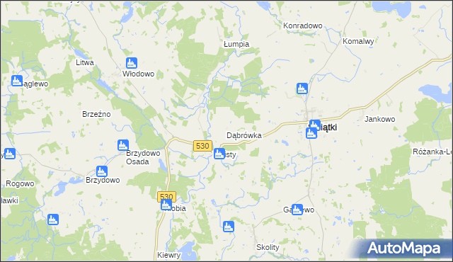 mapa Dąbrówka gmina Świątki, Dąbrówka gmina Świątki na mapie Targeo