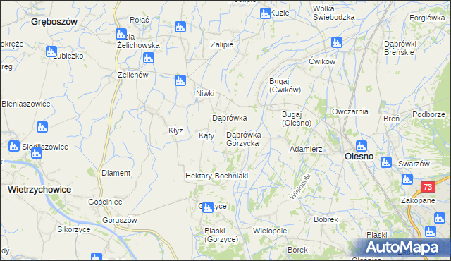 mapa Dąbrówka Gorzycka, Dąbrówka Gorzycka na mapie Targeo