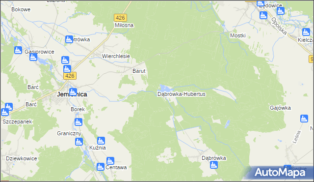 mapa Dąbrówka-Hubertus, Dąbrówka-Hubertus na mapie Targeo