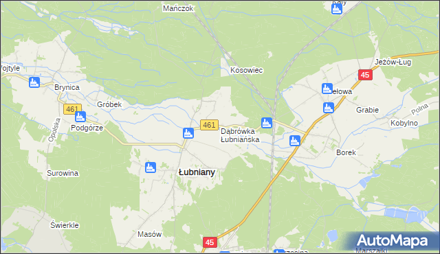 mapa Dąbrówka Łubniańska, Dąbrówka Łubniańska na mapie Targeo