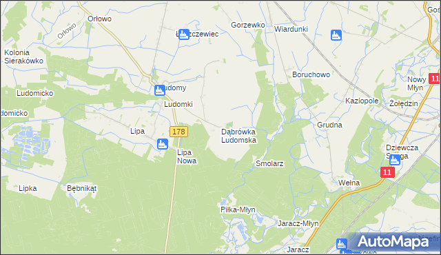mapa Dąbrówka Ludomska, Dąbrówka Ludomska na mapie Targeo