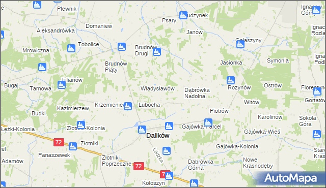 mapa Dąbrówka Woźnicka, Dąbrówka Woźnicka na mapie Targeo