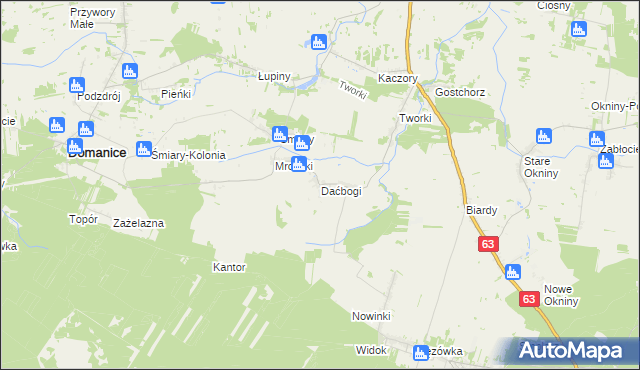 mapa Daćbogi gmina Wiśniew, Daćbogi gmina Wiśniew na mapie Targeo