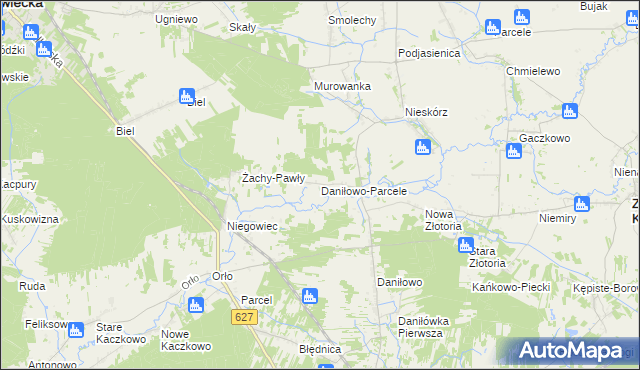 mapa Daniłowo-Parcele, Daniłowo-Parcele na mapie Targeo