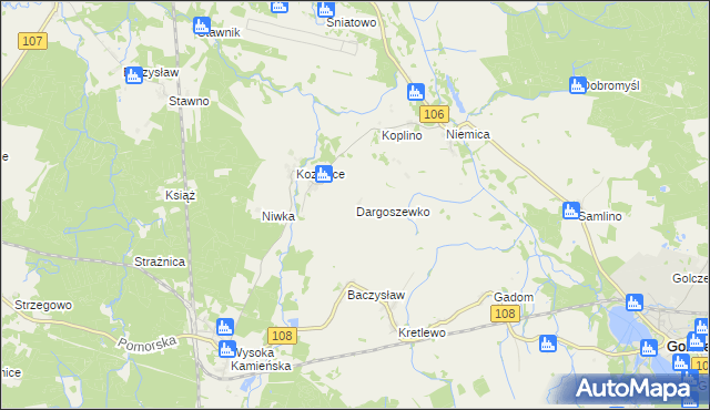 mapa Dargoszewko, Dargoszewko na mapie Targeo