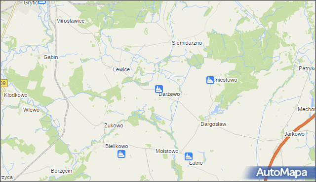 mapa Darżewo gmina Brojce, Darżewo gmina Brojce na mapie Targeo
