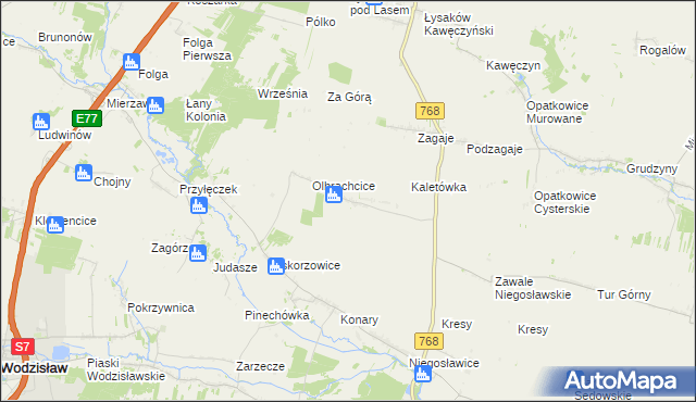 mapa Dębiany gmina Wodzisław, Dębiany gmina Wodzisław na mapie Targeo