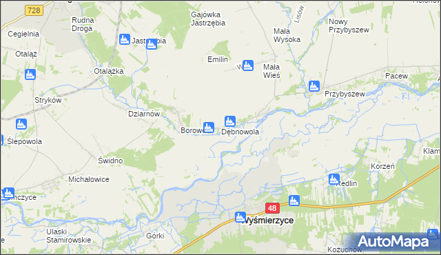 mapa Dębnowola gmina Mogielnica, Dębnowola gmina Mogielnica na mapie Targeo