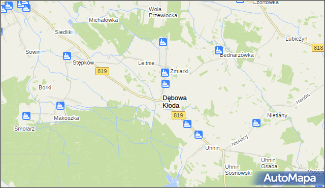 mapa Dębowa Kłoda, Dębowa Kłoda na mapie Targeo
