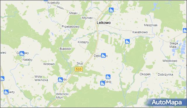 mapa Dębowiec gmina Lelkowo, Dębowiec gmina Lelkowo na mapie Targeo