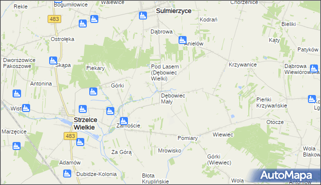 mapa Dębowiec Mały, Dębowiec Mały na mapie Targeo