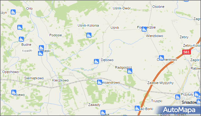 mapa Dębowo gmina Śniadowo, Dębowo gmina Śniadowo na mapie Targeo