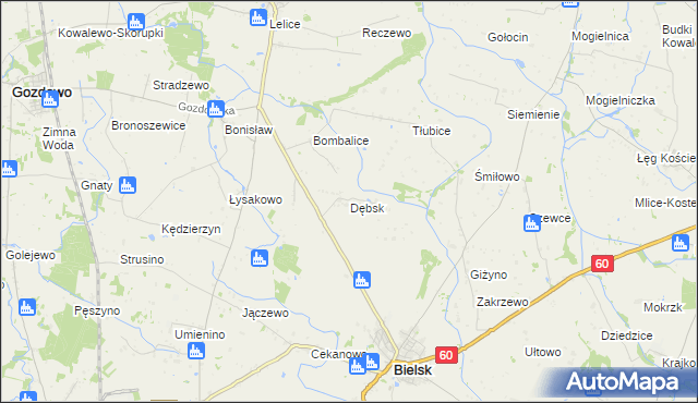 mapa Dębsk gmina Bielsk, Dębsk gmina Bielsk na mapie Targeo