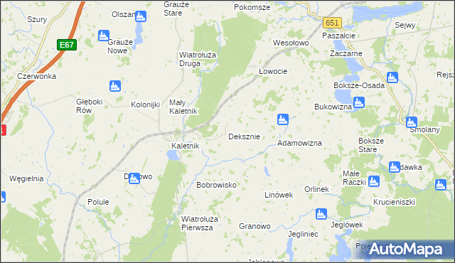 mapa Deksznie, Deksznie na mapie Targeo