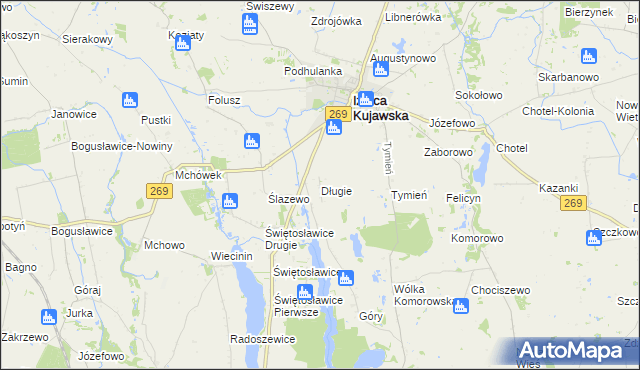 mapa Długie gmina Izbica Kujawska, Długie gmina Izbica Kujawska na mapie Targeo