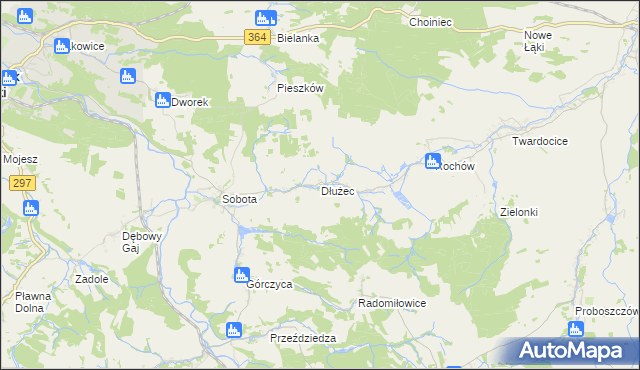 mapa Dłużec gmina Lwówek Śląski, Dłużec gmina Lwówek Śląski na mapie Targeo