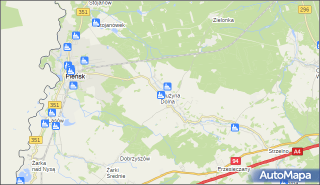 mapa Dłużyna Dolna, Dłużyna Dolna na mapie Targeo