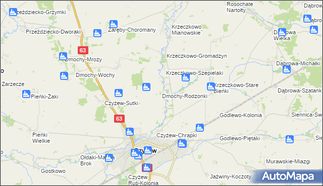 mapa Dmochy-Rodzonki, Dmochy-Rodzonki na mapie Targeo