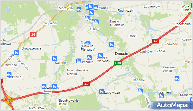 mapa Dmosin Pierwszy, Dmosin Pierwszy na mapie Targeo